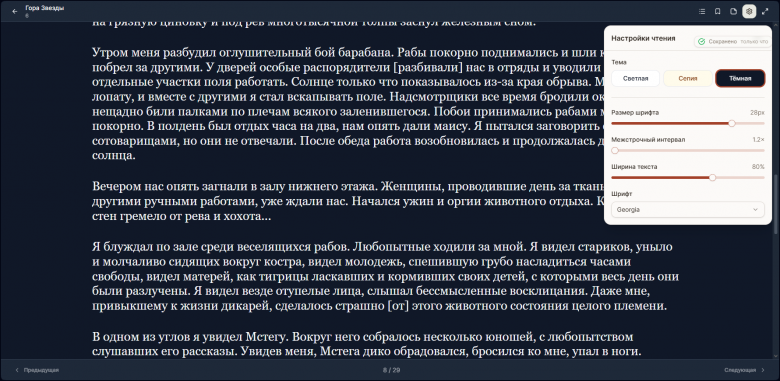 Ридер с панелью настроек Ридер с панелью настроек