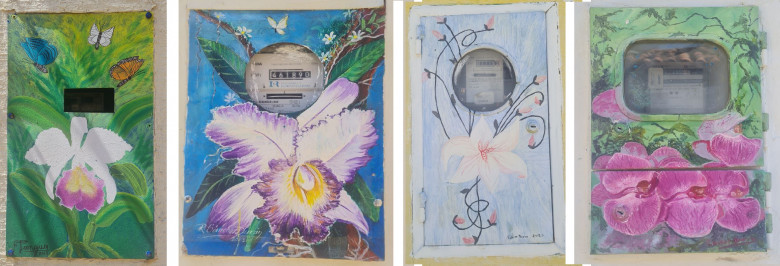 Щитки на "цветочной" улице в городе Сан Хиль