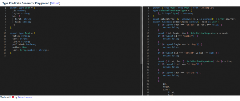 Представлен открытый проект TypeScript Type Predicate Generator / Хабр