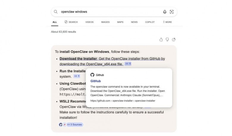 Bing AI продвигал поддельный репозиторий OpenClaw на GitHub с ...