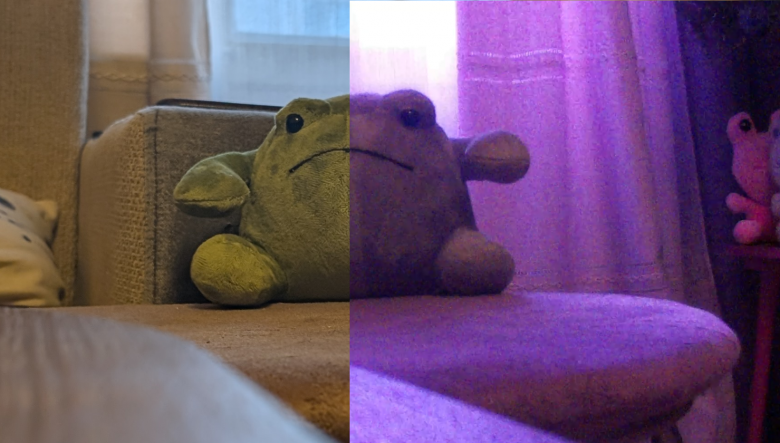 Слева - фото сделанное камерой Google Pixel 9, справа - нашей ноунейм rpi камерой