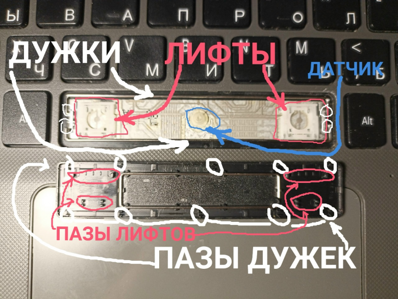 Снимок 5. Схема механизма клавиши Снимок 5. Схема механизма клавиши