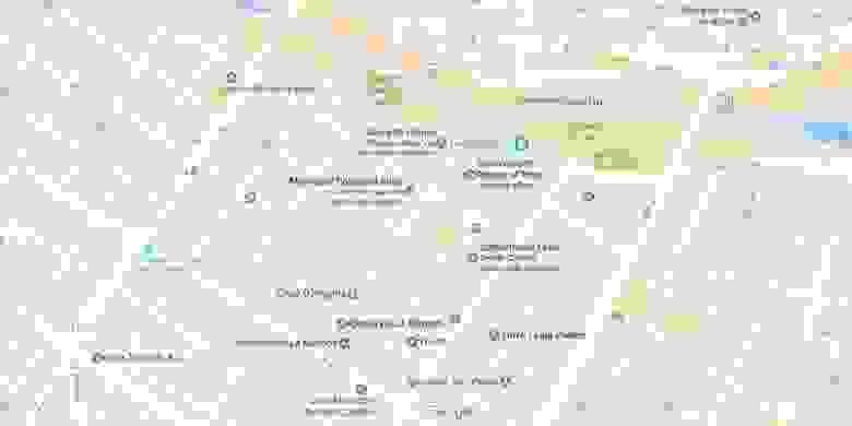 Обычная карта Google с указанием достопримечательностей