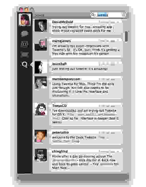 Search i Tweetie for Mac