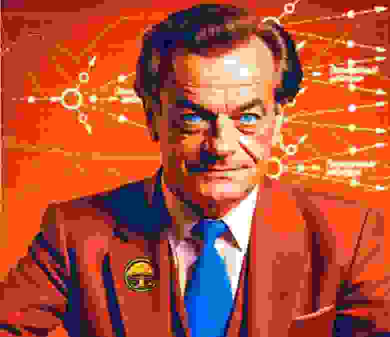 Неточный портрет Ричарда Фейнмана на основе изображения, созданного нейросетю Kandinsky 2.2