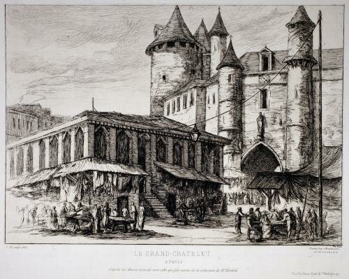 тот самый замок с туазом. Большой Шатле, гравюра Шарля Мейрона, 1861 (https://www.parismuseescollections.paris.fr/)