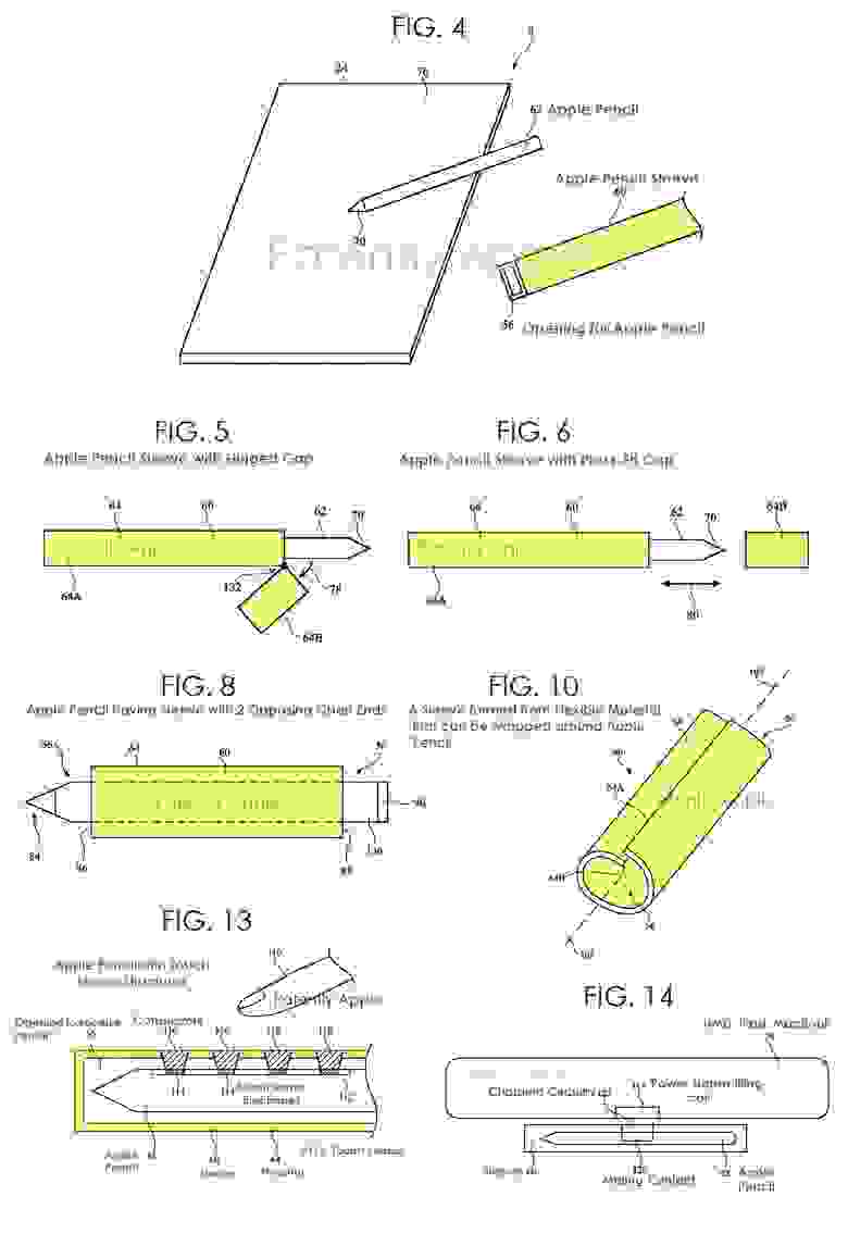 Патент Apple на аксессуар для Apple Pencil, который будет расширять его функционал (© Patently Apple)