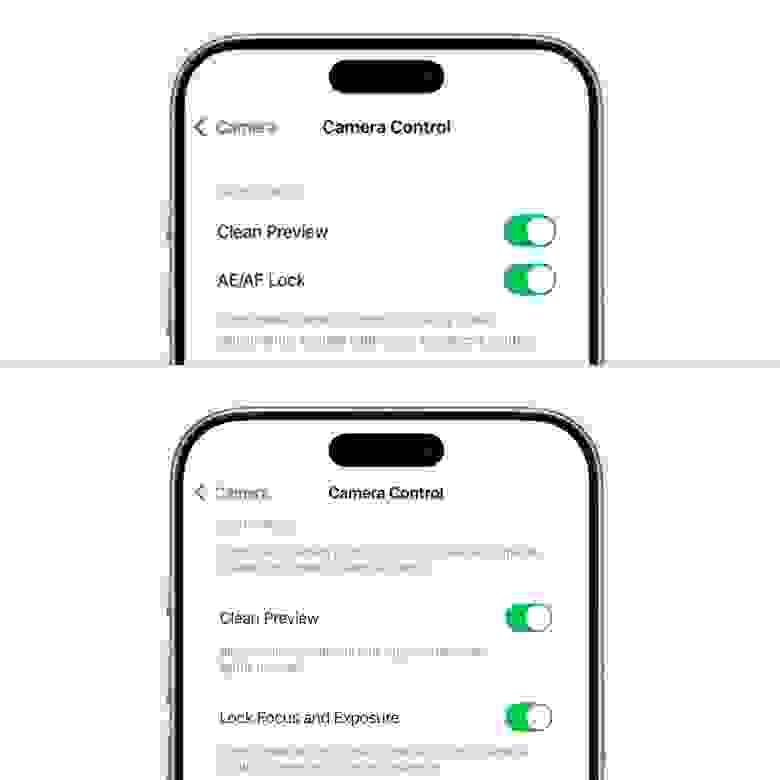 Контроллер Камеры на iPhone 16 серии – пункт «AE/AF Lock» переименован в более понятный «Фиксация фокуса и экспозиции» Контроллер Камеры на iPhone 16 серии – пункт «AE/AF Lock» переименован в более понятный «Фиксация фокуса и экспозиции»