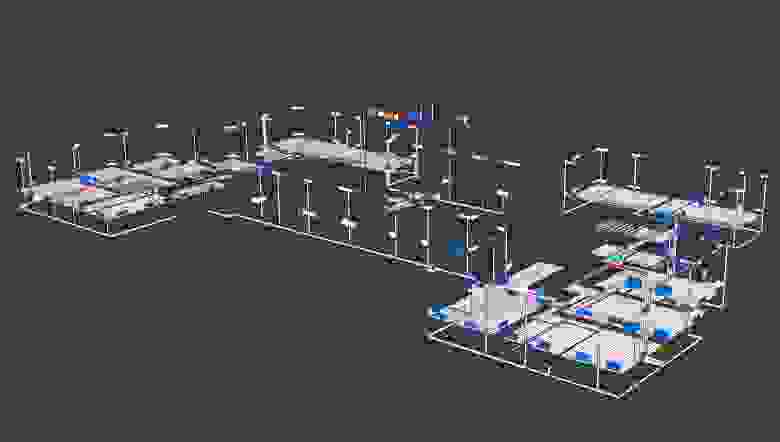 3D-вид общей системы отопления,   спроектированной в nanoCAD BIM Отопление
