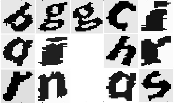 Examples of chars extracted from CAPTCHA