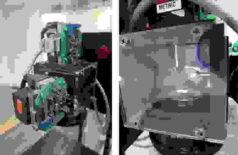 Сканатор с разных сторон: на левом фото — двигатели, на правом — зеркала