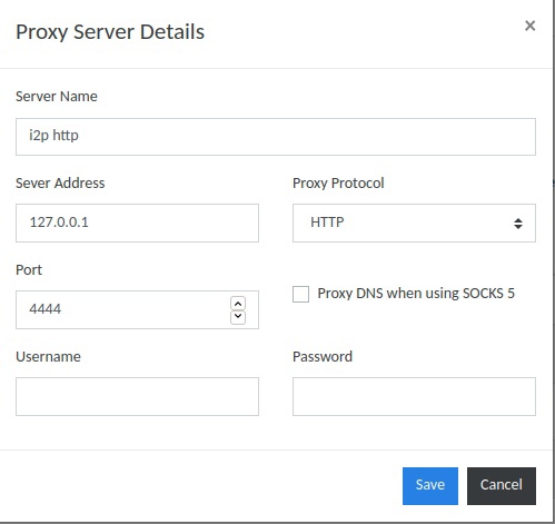 Добавляем входной шлюз I2P в список proxy-серверов