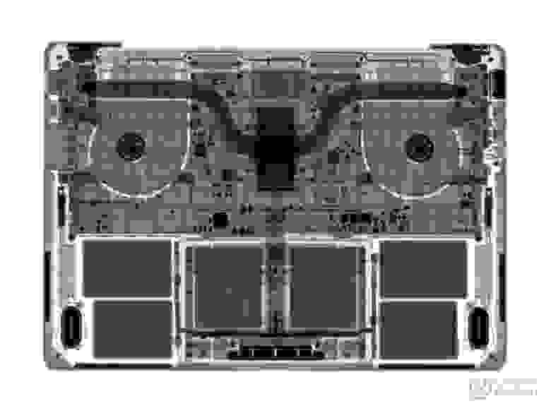 Рентгеновский снимок 14-дюймового MacBook Pro на M1 Pro