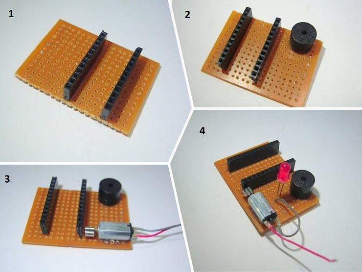 Рис. 2 – Питание модулей. Подключите 4 штуки Arduino Pro Mini к разъёму USB и блоку питания. Для модуля в руке воспользуйтесь небольшой литиевой батареей.