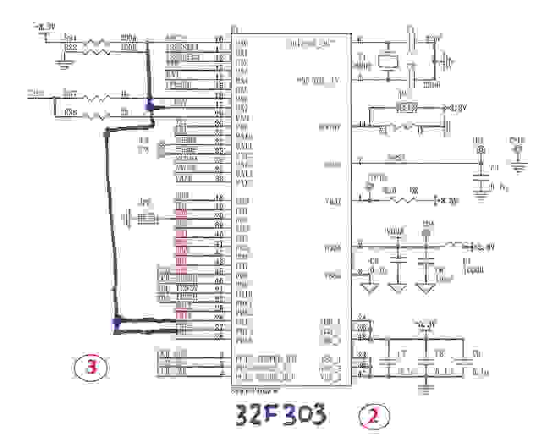 Fig.4. Microcontroller change and ADC pads connection.