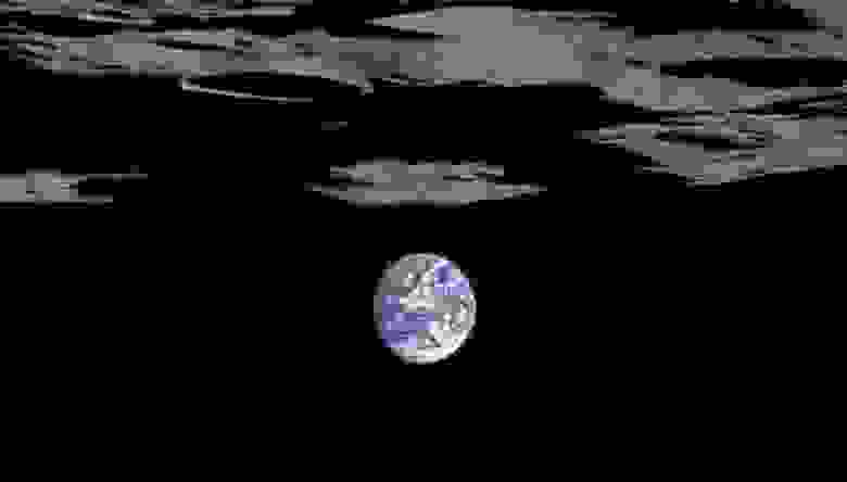 Заход Земли над южным полюсом Луны / снимок аппарата «Кагуя»