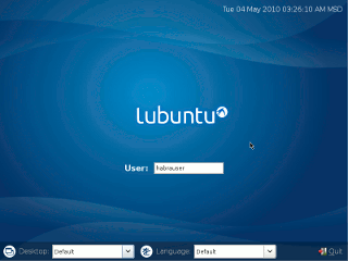 Lubuntu logon window