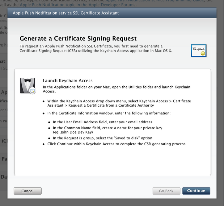Generate certificate. Add Push Notification Apple developer.