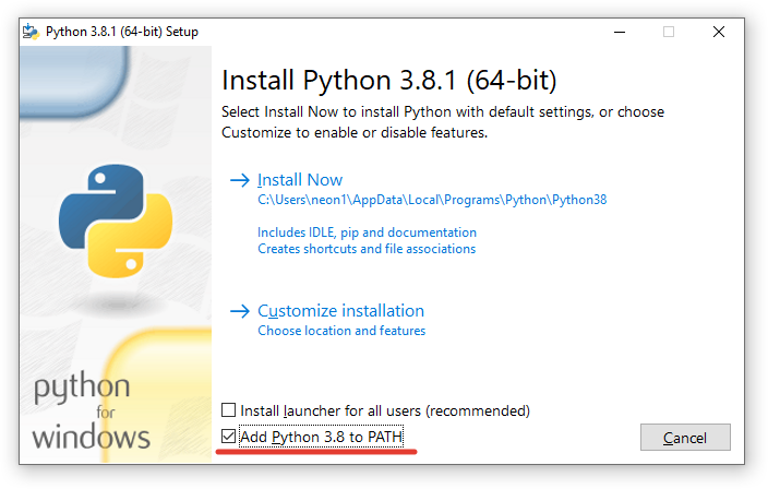 Установка Python 3 в Windows 10