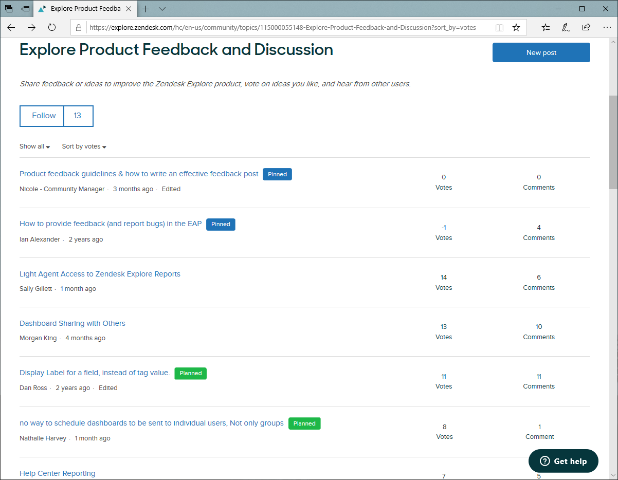 Zendesk feedback forum