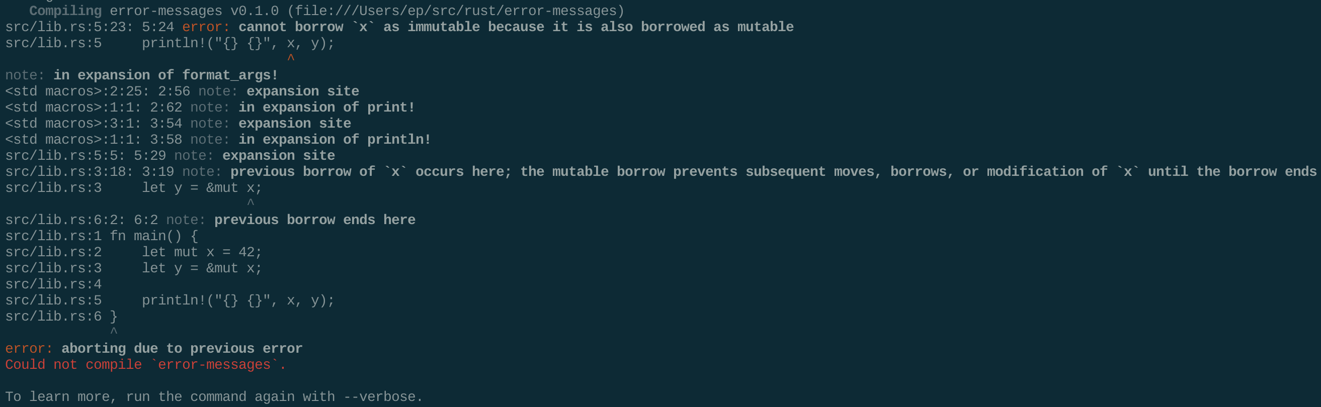 A terminal screenshot of the 1.2.0 error message.