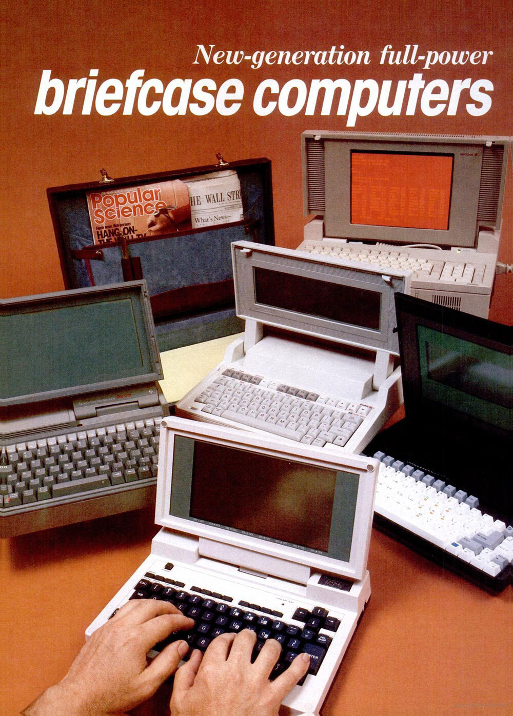 Примеры первых компьютерных экранов 1980-х, представленные в статье Popular Science. В некоторых используются жидкие кристаллы; в других — плазма. Распространение цветных экранов началось только в 1990-х.