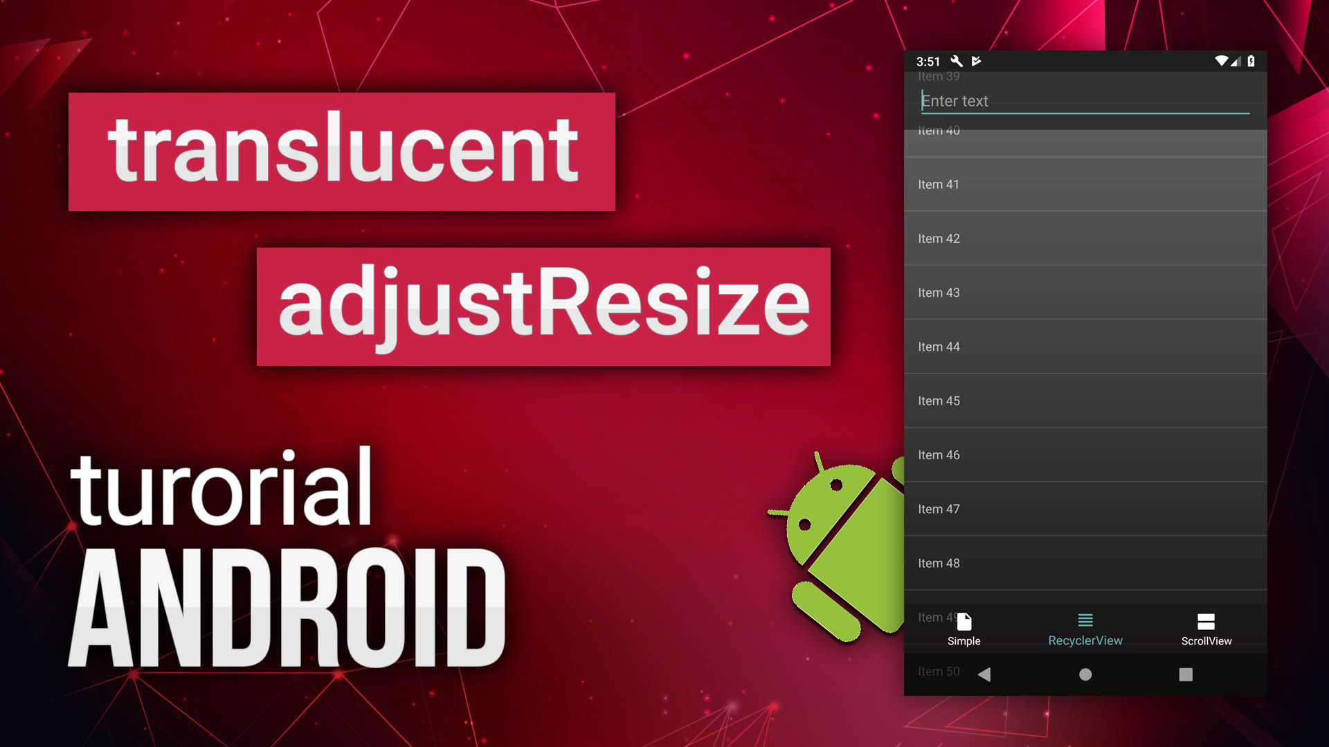 Translucent to Android and adjustResize - 