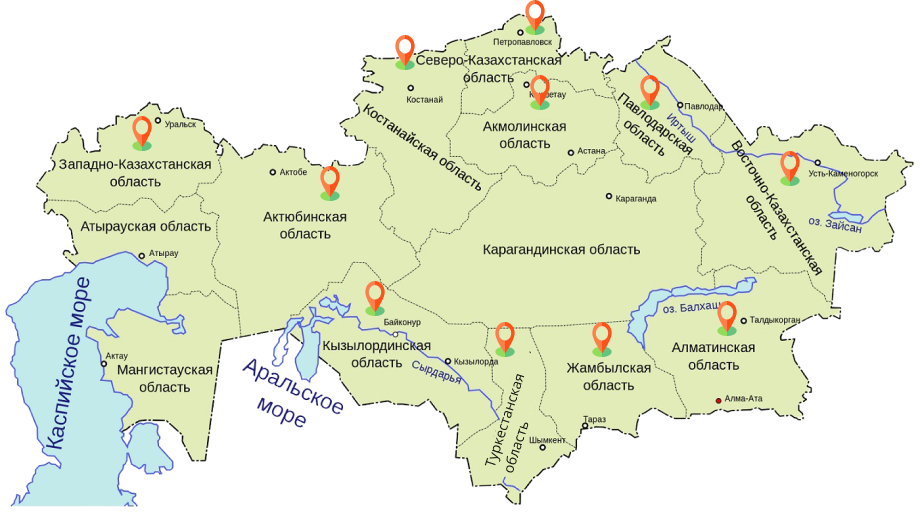 Административное деление страны и крупнейшие города регионов