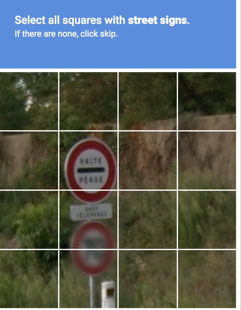 RECAPTCHA: find stree signs