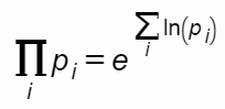 P = exp(sum(ln(...)))