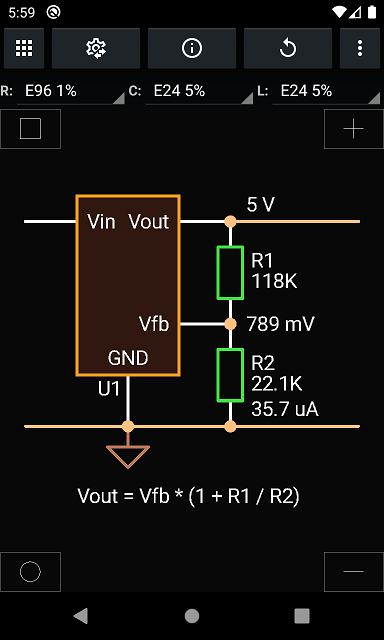 Vout, initial resistors