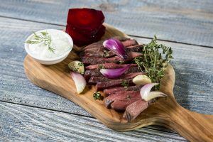 Beef Steak & Beetroot with White Sauce