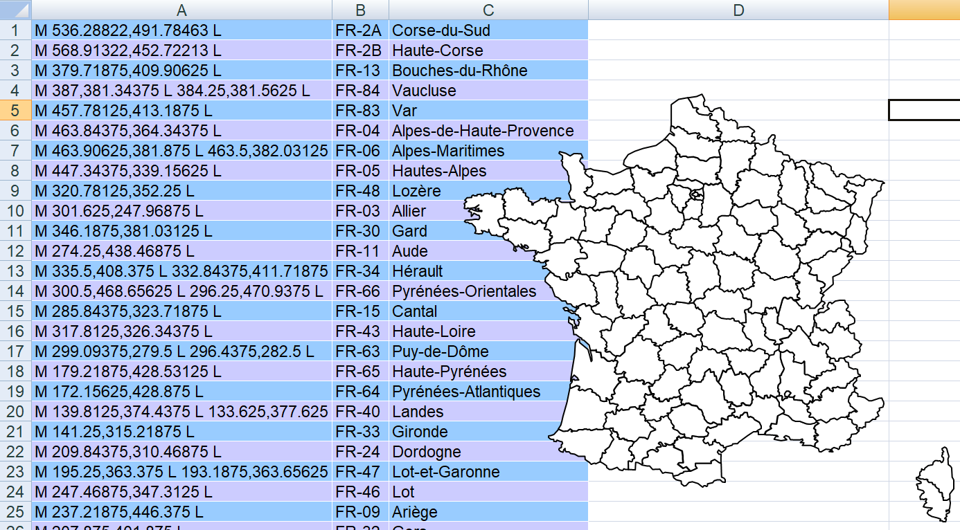Карта Франции с департаментами