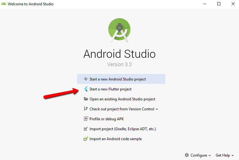Comienza a crear un proyecto Flutter en Android Studio