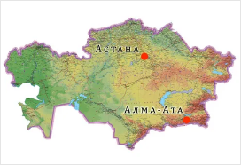 Республика Казахстан. Физическая карта.