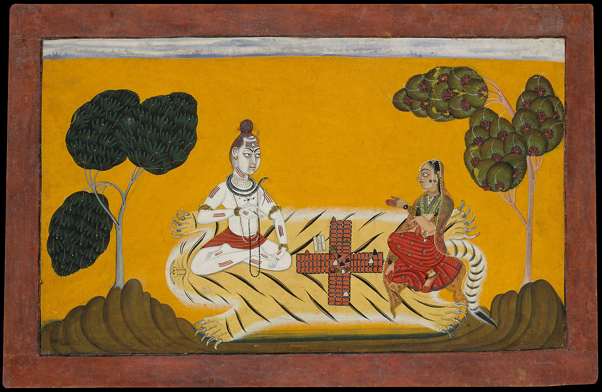 Иллюстрация к поэме «Расаманджари». Шива и Парвати играют в чаупар