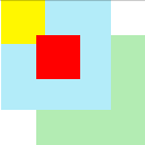 Красный квадрат поверх жёлтого