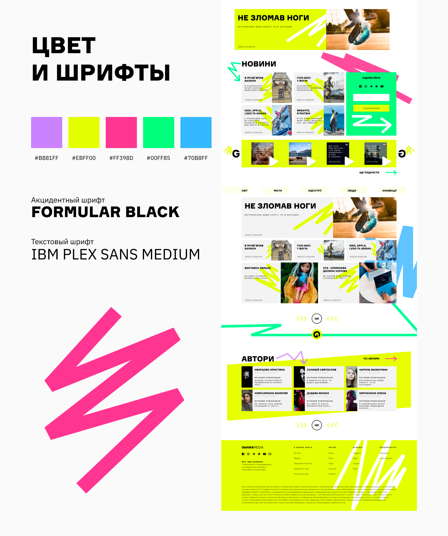 цветовая палитра и шрифт 